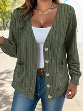 Load image into Gallery viewer, Full Size Button Up V-Neck Long Sleeve Cardigan
