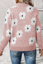 Load image into Gallery viewer, Flower Half Zip Long Sleeve Sweater
