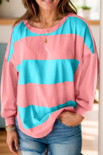 Load image into Gallery viewer, Color Block Round Neck Long Sleeve Top
