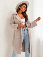Load image into Gallery viewer, Pocketed Collared Neck Dropped Shoulder Cardigan
