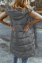 Load image into Gallery viewer, Longline Hooded Sleeveless Puffer Vest
