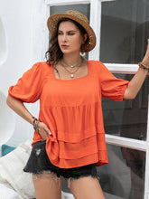 Load image into Gallery viewer, Plus Size Square Neck Half Sleeve Blouse
