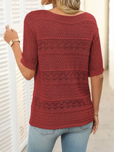 Load image into Gallery viewer, Mandy Openwork Round Neck Half Sleeve Knit Top
