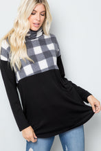 Load image into Gallery viewer, Celeste Full Size Pocketed Plaid Turtleneck Long Sleeve Blouse
