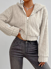 Load image into Gallery viewer, Zip Up Long Sleeve Fuzzy Hooded Jacket
