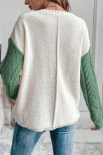 Load image into Gallery viewer, Color Block Round Neck Long Sleeve Sweater
