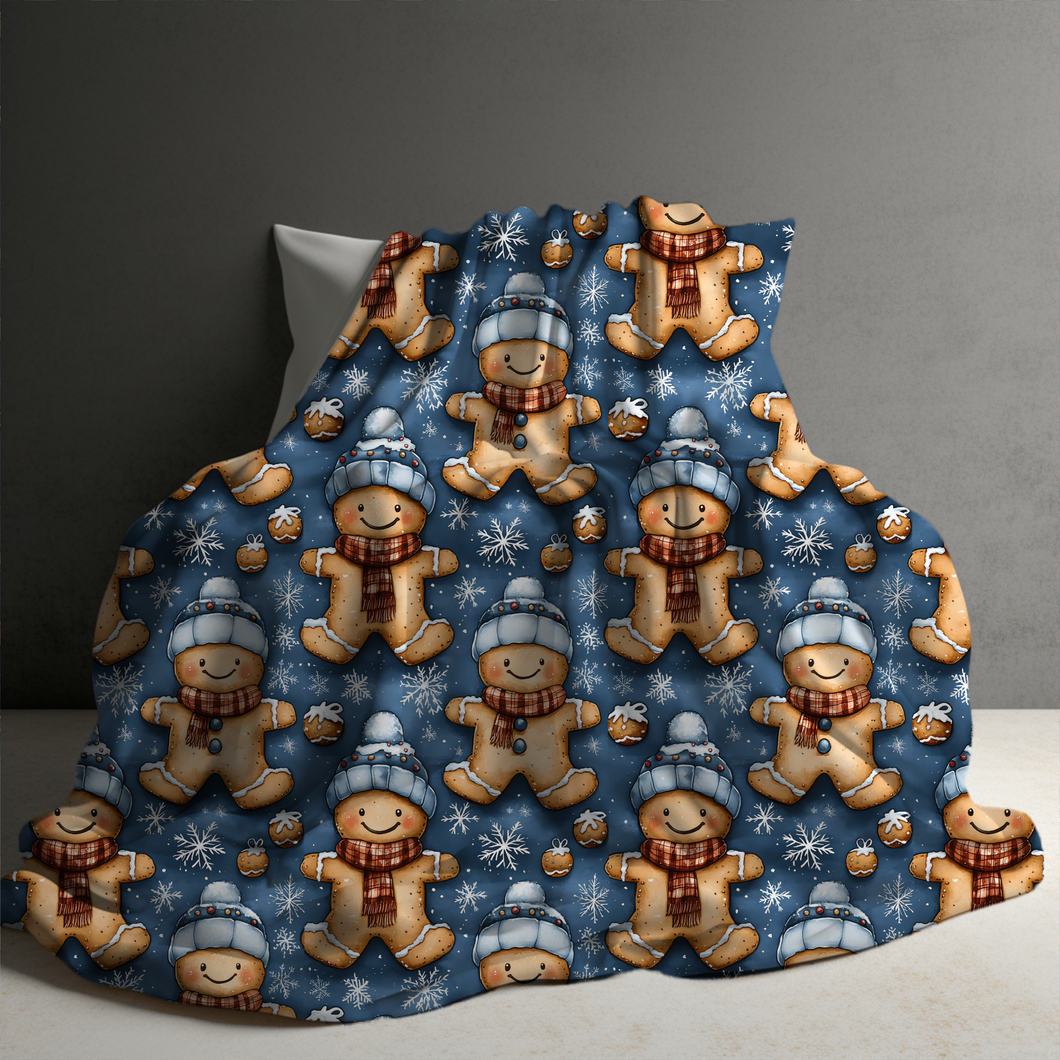 Blanket - Christmas - Blue Gingerbread Man - PREORDER ENDS 10/10