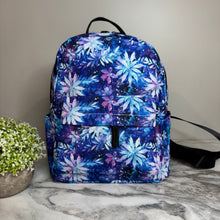 Load image into Gallery viewer, Mini Backpack - Christmas Blue Purple Snowflake - PREORDER ENS 10/20
