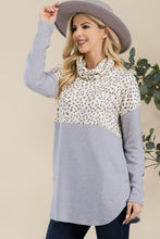 Load image into Gallery viewer, Celeste Full Size Curved Hem Printed Turtleneck Long Sleeve Blouse
