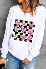 Load image into Gallery viewer, Valentine's Day Checkered Heart Long Sleeve Sweatshirt
