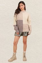 Load image into Gallery viewer, VERY J Color Block Mock Neck Drop Shoulder Sweater
