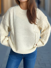 Load image into Gallery viewer, Cable-Knit Round Neck Long Sleeve Sweater
