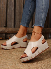 Load image into Gallery viewer, PU Leather Studded Wedge Sandals
