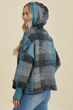 Load image into Gallery viewer, Double Take Full Size Plaid Dropped Shoulder Hoodie
