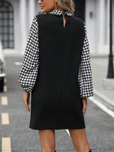 Load image into Gallery viewer, Houndstooth Collared Neck Long Sleeve Mini Dress
