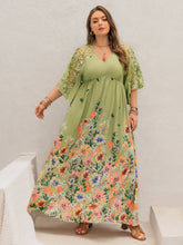 Load image into Gallery viewer, Plus Size Lace Detail Floral Half Sleeve Dress
