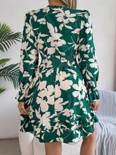 Load image into Gallery viewer, Tied Ruffled Printed Long Sleeve Dress
