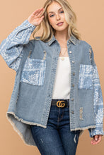 Load image into Gallery viewer, And The Why Full Size Paisley Print Quilted Sleeves Denim Jacket
