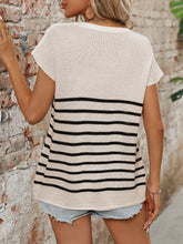 Load image into Gallery viewer, Striped Round Neck Short Sleeve Knit Top
