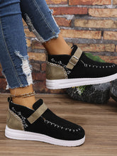 Load image into Gallery viewer, Contrast Round Toe Buckle Sneakers
