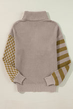 Load image into Gallery viewer, Striped &amp; Checkered Turtleneck Dropped Shoulder Sweater
