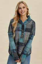 Load image into Gallery viewer, Double Take Full Size Plaid Dropped Shoulder Hoodie
