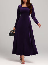 Load image into Gallery viewer, Square Neck Long Sleeve Velvet Dress
