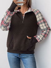 Load image into Gallery viewer, Perfee Plaid Half Zip Long Sleeve Sweatshirt

