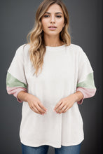 Load image into Gallery viewer, Color Block Round Neck Dropped Shoulder Blouse
