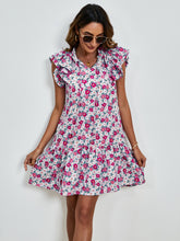 Load image into Gallery viewer, Tied Floral Cap Sleeve Mini Dress
