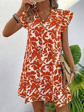 Load image into Gallery viewer, Printed Notched Cap Sleeve Mini Dress
