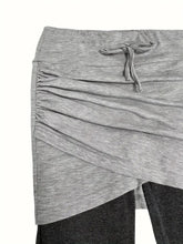 Load image into Gallery viewer, Drawstring Fake Two Pieces Active Leggings with Ruched Skirt
