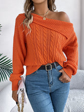 Load image into Gallery viewer, Cable-Knit One Shoulder Long Sleeve Sweater
