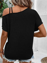 Load image into Gallery viewer, Contrast Asymmetrical Neck Short Sleeve T-Shirt
