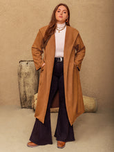 Load image into Gallery viewer, Plus Size Tied Long Sleeve Hooded Coat with Pockets
