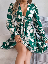 Load image into Gallery viewer, Tied Ruffled Printed Long Sleeve Dress
