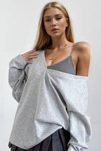 Load image into Gallery viewer, Basic Bae V-Neck Dropped Shoulder Long Sleeve Sweatshirt with Bra
