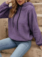 Load image into Gallery viewer, Drawstring Long Sleeve Fuzzy Hoodie
