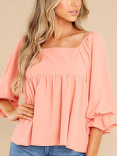 Load image into Gallery viewer, Smocked Square Neck Flounce Sleeve Blouse
