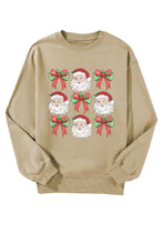 Load image into Gallery viewer, Santa Graphic Round Neck Long Sleeve Sweatshirt
