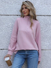 Load image into Gallery viewer, Full Size Ribbed Quarter Zip Long Sleeve Sweatshirt
