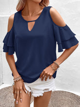 Load image into Gallery viewer, Cold Shoulder Flounce Sleeve Blouse
