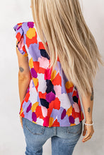 Load image into Gallery viewer, Printed Flutter Sleeve Frill Neck Top
