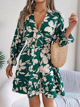 Load image into Gallery viewer, Tied Ruffled Printed Long Sleeve Dress
