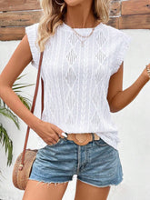 Load image into Gallery viewer, Eyelet Round Neck Cap Sleeve Top
