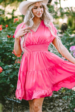 Load image into Gallery viewer, Smocked V-Neck Cap Sleeve Dress
