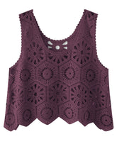 Load image into Gallery viewer, Openwork Round Neck Knit Vest
