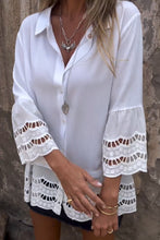 Load image into Gallery viewer, Cutout Collared Neck Three-Quarter Sleeve Shirt
