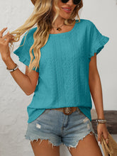 Load image into Gallery viewer, Mandy Eyelet Round Neck Short Sleeve Top
