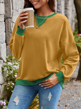 Load image into Gallery viewer, Contrast Round Neck Long Sleeve Sweatshirt
